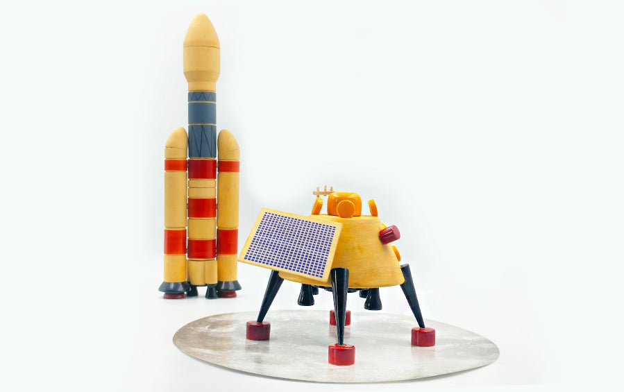 Chandrayaan Vikram Lander Wooden Scale Model - rocket models - Indic Inspirations