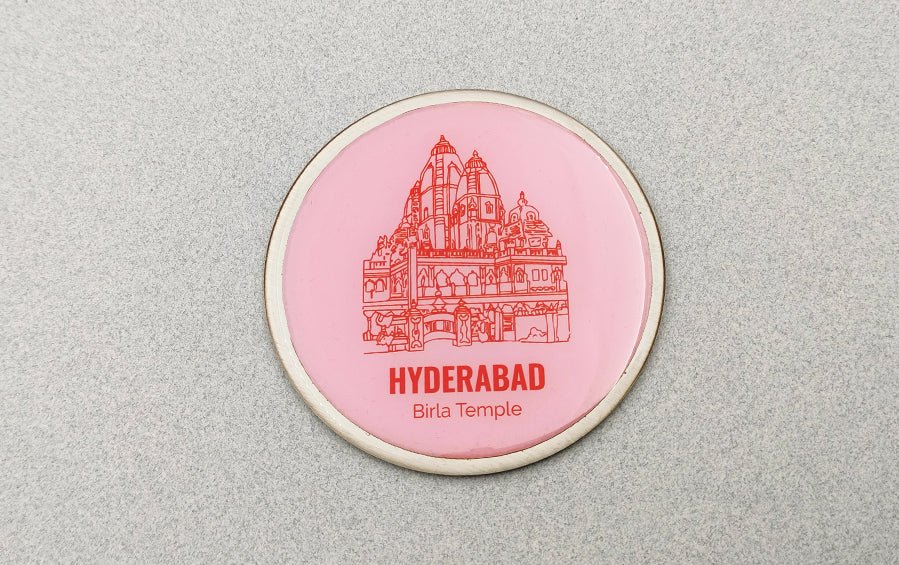 Hyderabad | Hussain Saagar Lake and Birla Temple | Fridge Magnets - City souvenirs - Indic Inspirations