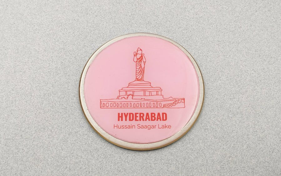 Hyderabad | Hussain Saagar Lake and Birla Temple | Fridge Magnets - City souvenirs - Indic Inspirations