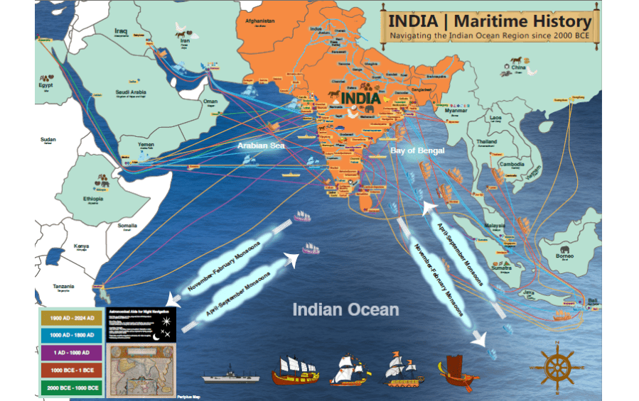 INDIA | Maritime History of 4 Millenia | Hi - Res Digital Map - Wall Frames - Indic Inspirations