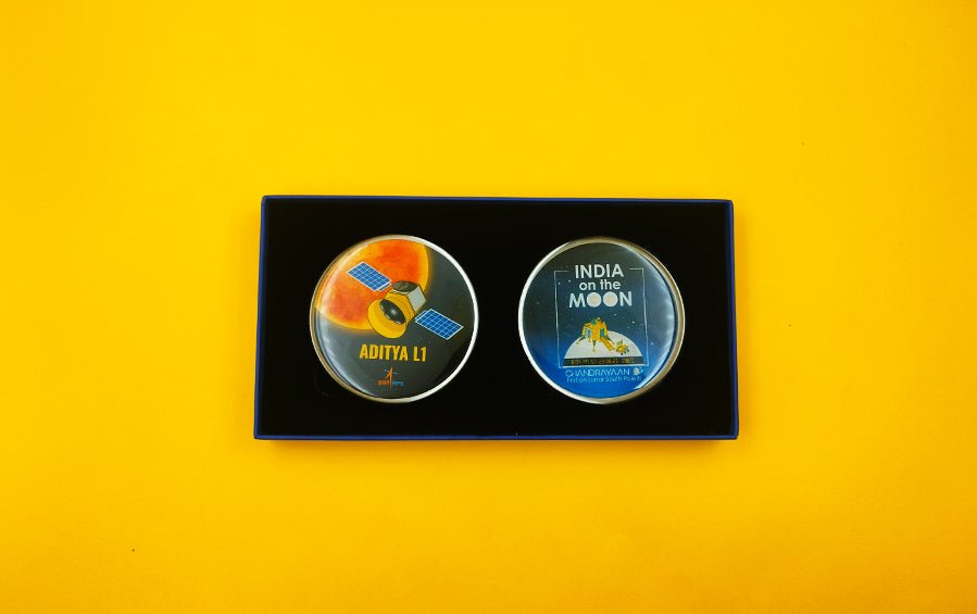 ISRO Moon & Sun Missions | Fridge Magnets | Set of 2 - Fridge Magnets - Indic Inspirations