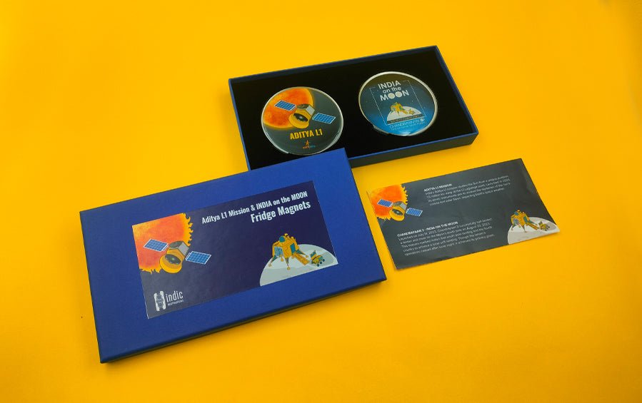 ISRO Moon & Sun Missions | Fridge Magnets | Set of 2 - Fridge Magnets - Indic Inspirations