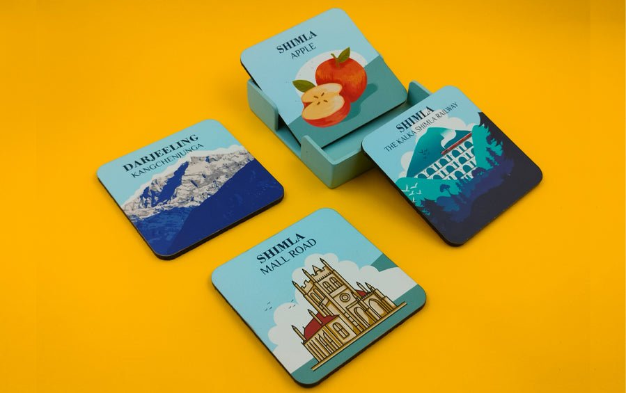 Kalka Shimla Railway | Coasters Set of 4 - Coasters - Indic Inspirations