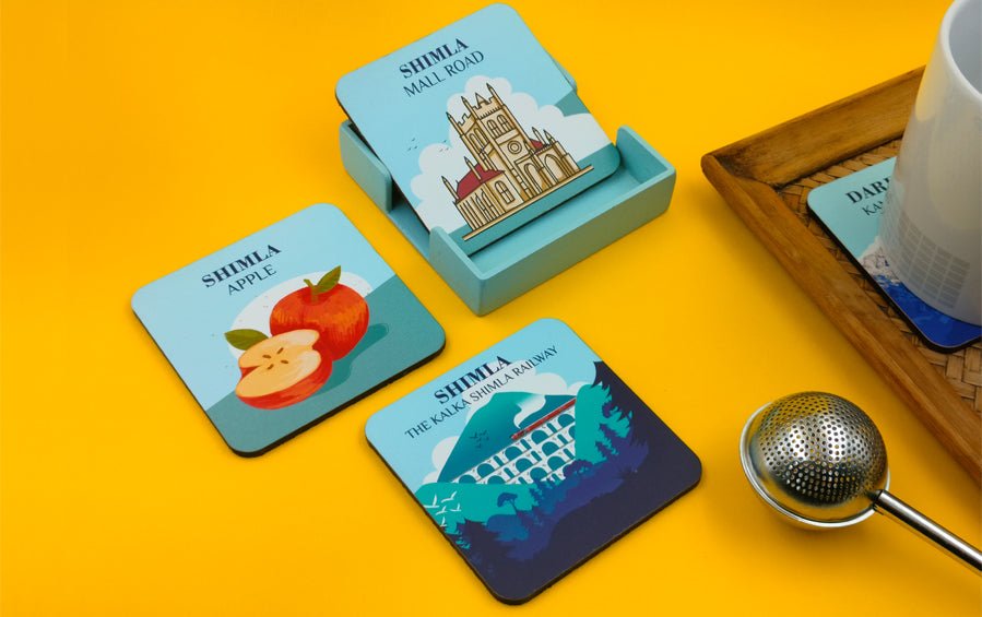 Kalka Shimla Railway | Coasters Set of 4 - Coasters - Indic Inspirations