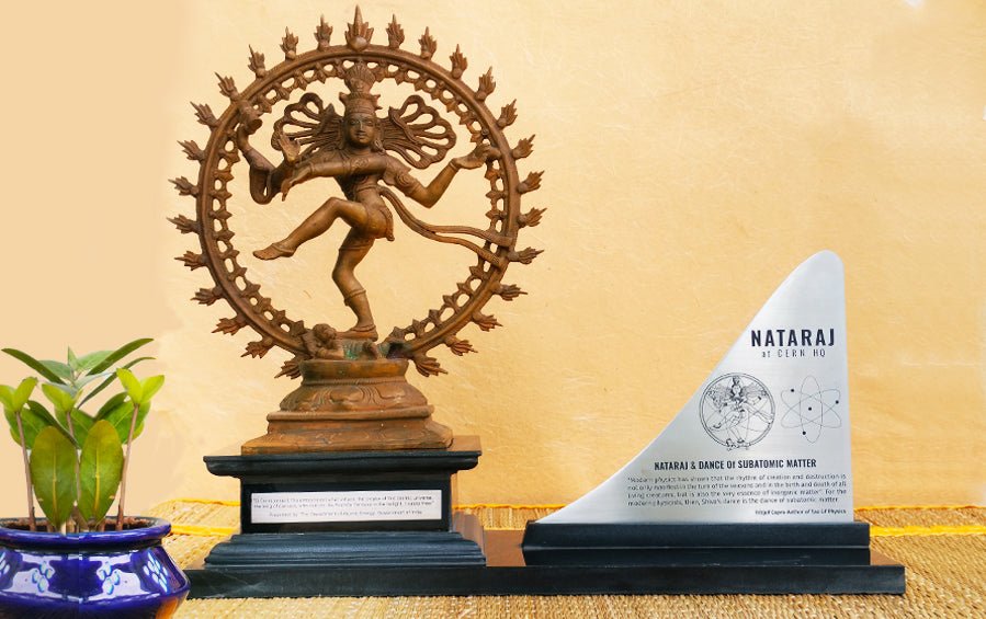 Nataraj at CERN | Cosmic Dance & Atomic Particles | 18" H - Sculptures - Indic Inspirations