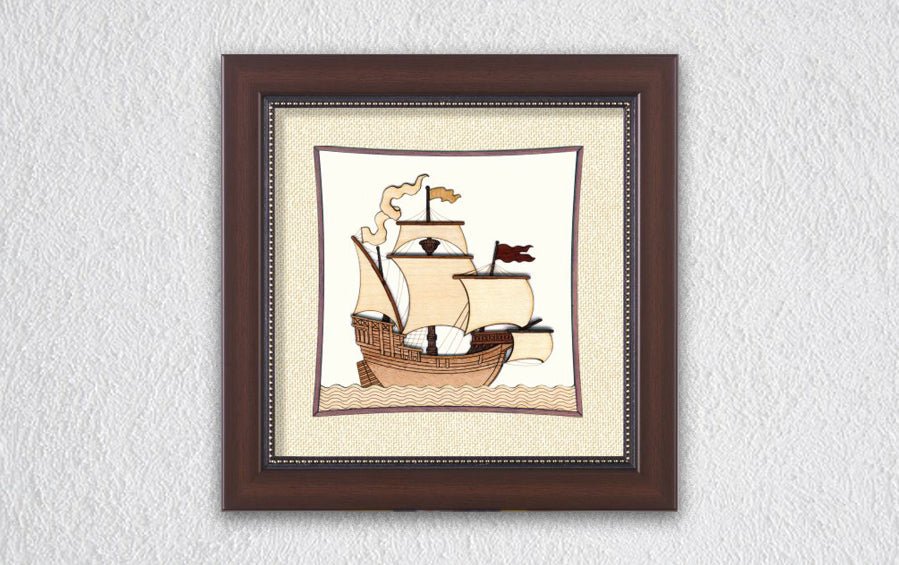 Ship in Wooden Frame - Cups & Mugs - indic inspirations