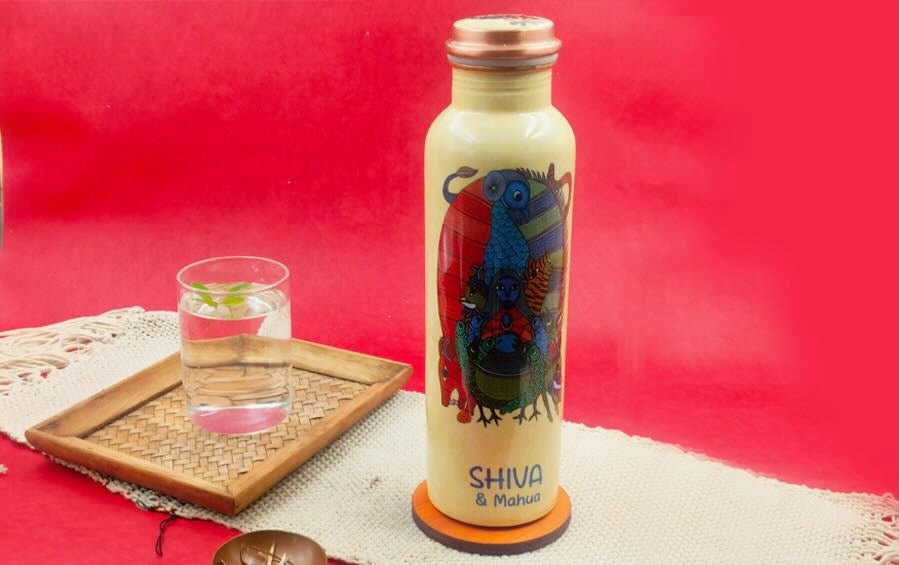 Shiva & Mahua | Copper Bottle | 750 ml - Water Bottles - Indic Inspirations