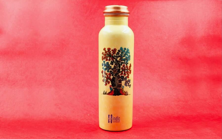 Shiva & Mahua | Copper Bottle | 750 ml - Water Bottles - Indic Inspirations