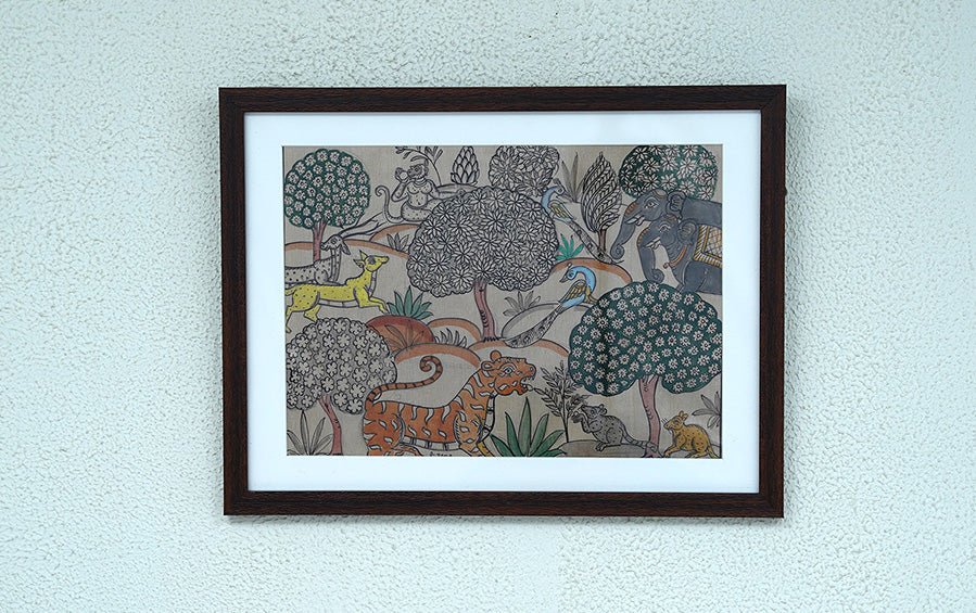 A Jungle Landscape | Odisha Pattachitra Painting | A4 Frame - paintings - indic inspirations