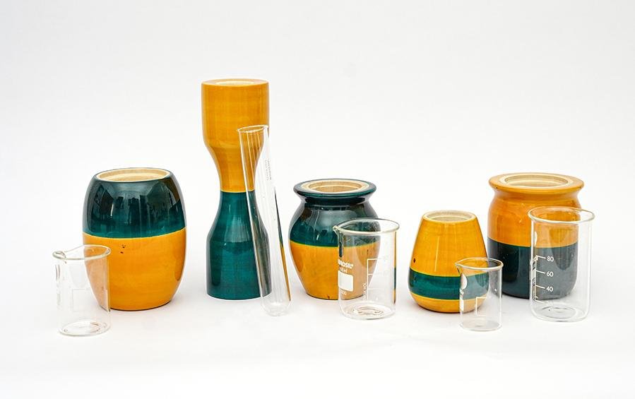 Blue & Yellow - Hydroponics Set - 5 vases - vases - indic inspirations