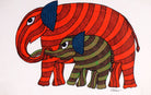 Elephant | Gond Painting | A4 Frame - paintings - indic inspirations