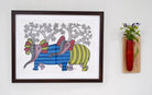 Elephants | Gond Painting | A3 Frame - paintings - indic inspirations