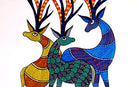 Family of Barasingha | Gond Painting | A3 Frame - paintings - indic inspirations