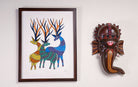 Family of Barasingha | Gond Painting | A3 Frame - paintings - indic inspirations