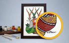 Family of Barasingha | Gond Painting | A5 Frame - paintings - indic inspirations