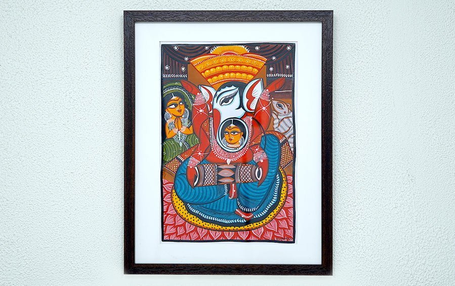 Ganesha | Bengal Patachitra Painting | A3 Frame - paintings - indic inspirations