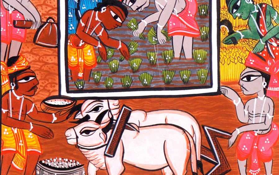 Harvesting | Santhal Painting | A3 Frame - paintings - indic inspirations