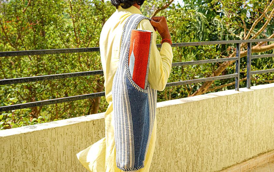 Hobo Bag - Denim Blue with Pattern - Yoga bags - indic inspirations