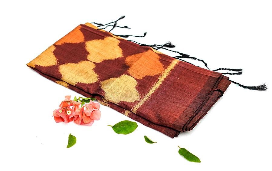 IKAT SILK STOLE - Maroon - Stoles - indic inspirations