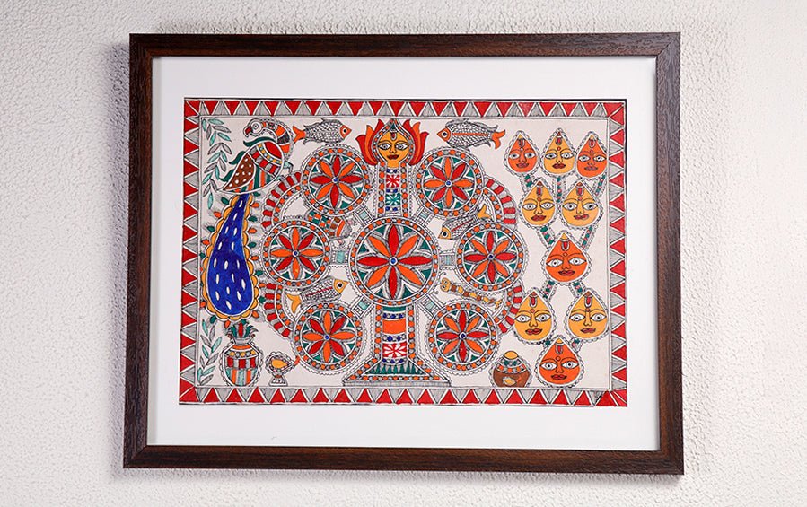 Kohbar | Madhubani Painting | A3 Frame - paintings - indic inspirations