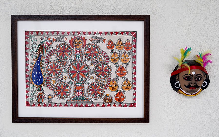 Kohbar | Madhubani Painting | A3 Frame - paintings - indic inspirations