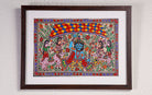 Krishna Leela - Gowardhan Parvat | Madhubani Painting | A4 Frame - paintings - indic inspirations