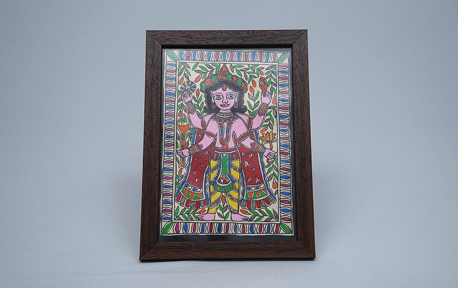 Krishna's Viraat Roop | Madhubani Painting | A5 Frame - paintings - indic inspirations