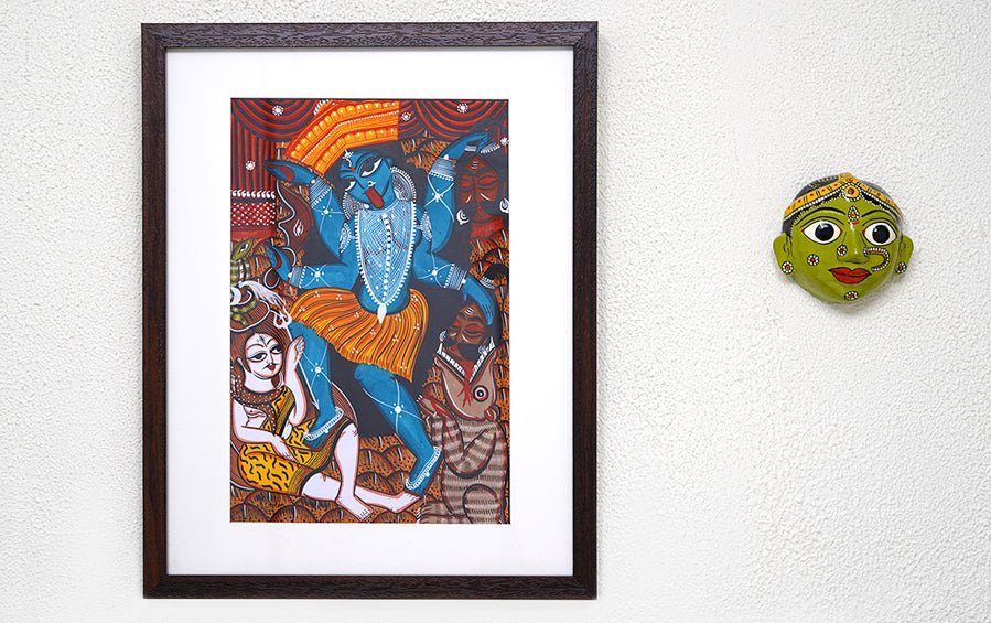 Mahakali | Bengal Patachitra Painting | A3 Frame - paintings - indic inspirations