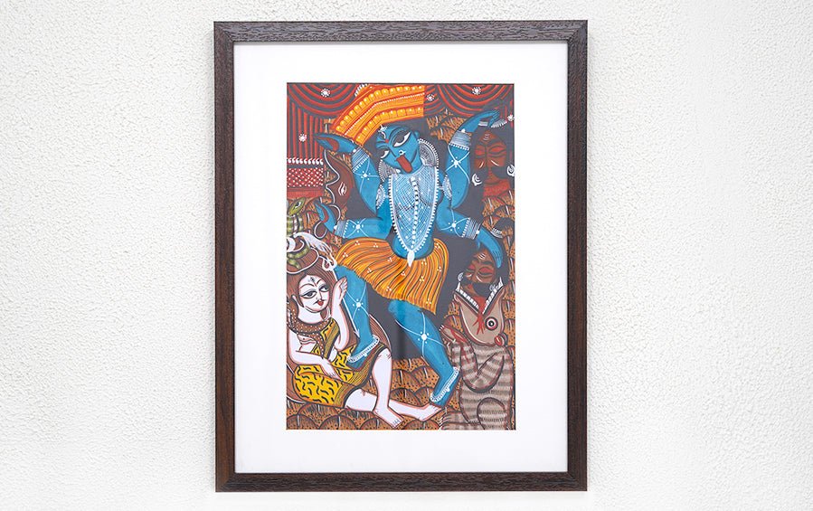 Mahakali | Bengal Patachitra Painting | A3 Frame - paintings - indic inspirations