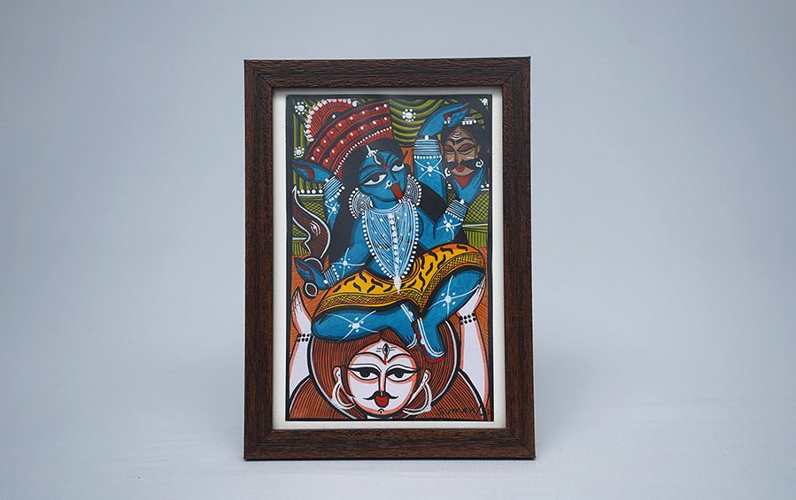 Mahakali | Bengal Patachitra Painting | A5 Frame - paintings - indic inspirations