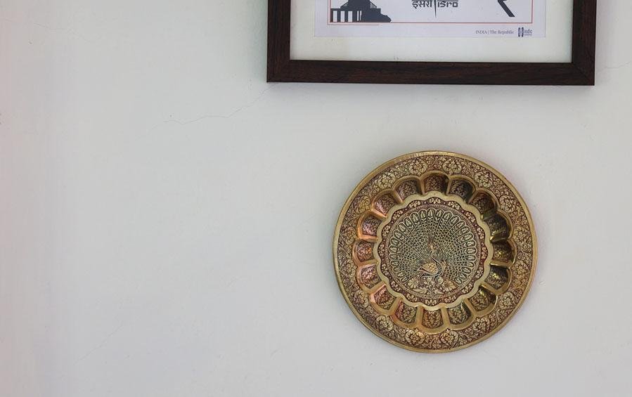 Meenakari Brass Plate With Peacock Design – indic inspirations