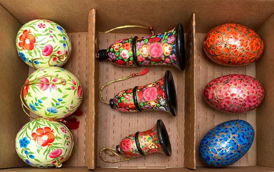 Buy Paper Mache Decorative Balls, Bells & Eggs Set of 3 Each ...