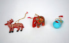 Paper Mache Hanging Bird and Animals Set of 3 - Christmas Gift Sets - indic inspirations