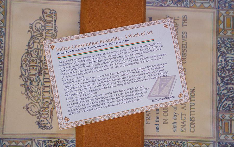 Preamble Of Original Indian Constitution - Wall Frame (A4) - Wall Frames - indic inspirations