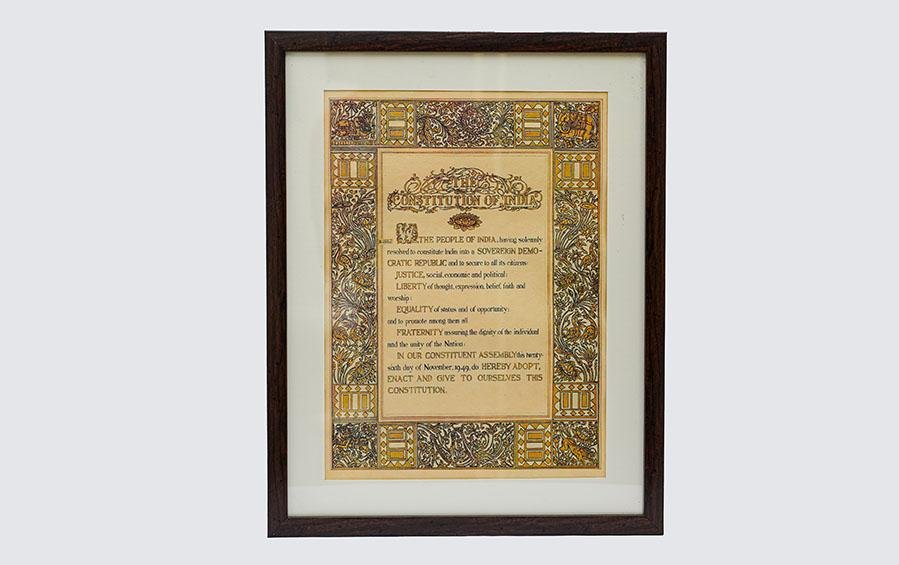 Preamble Of Original Indian Constitution - Wall Frame (A4) - Wall Frames - indic inspirations