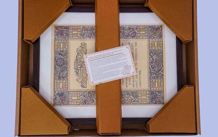 Preamble Of Original Indian Constitution - Wall Frame (A4) - Wall Frames - indic inspirations