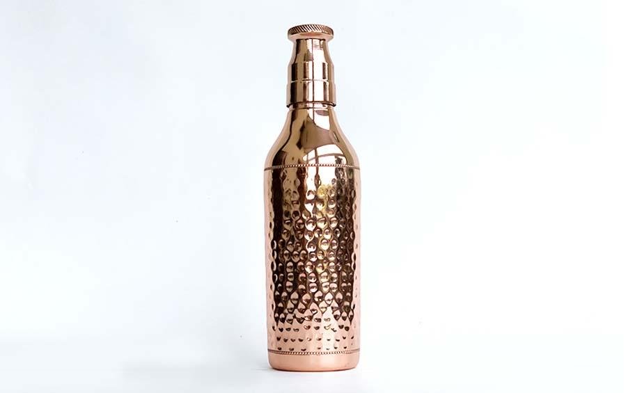 Pure Copper Hammered Water Bottle - Water Bottles - indic inspirations