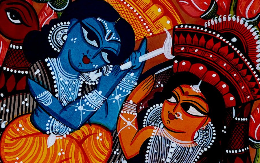 Buy Radha-Krishna Bengal Patachitra Painting - A4 Size Frame Online Indic  Inspirations