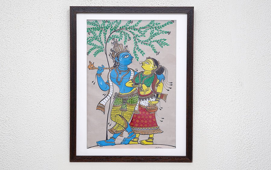 Radha-Krishna | Odisha Pattachitra Painting | A3 Frame - paintings - indic inspirations