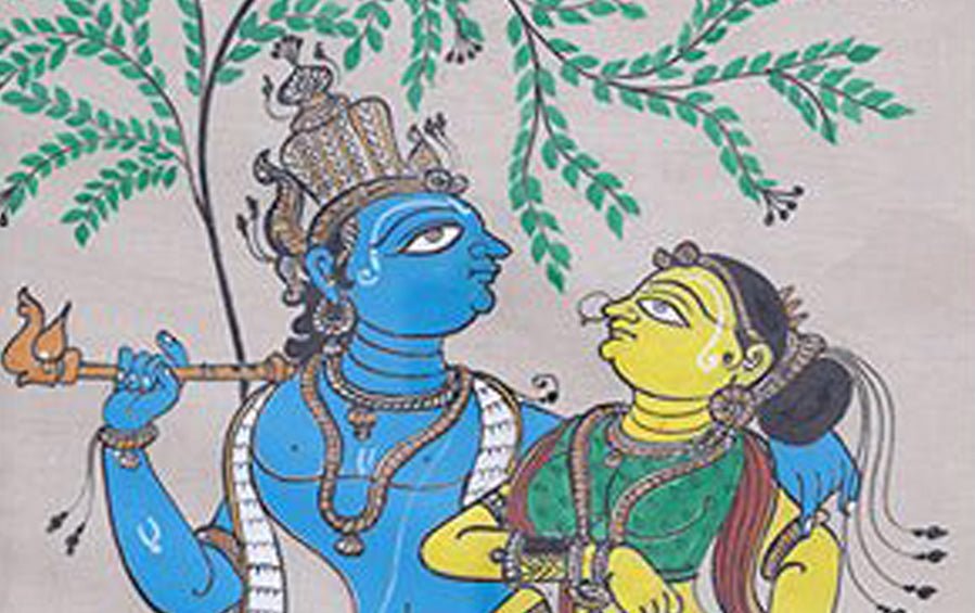 Radha-Krishna | Odisha Pattachitra Painting | A3 Frame - paintings - indic inspirations