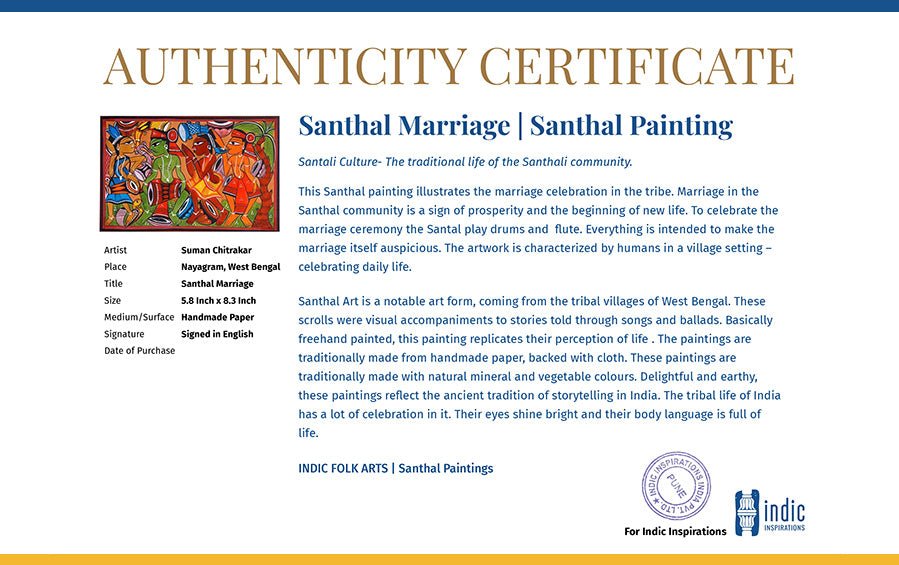 Santhal Marriage | Santhal Painting | A4 Frame - paintings - indic inspirations