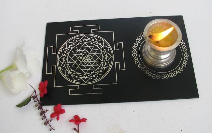 Shri Yantra Diya Plate - Diya Plates - indic inspirations