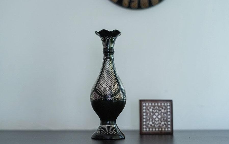 Star Work - Bidri Vase - vases - indic inspirations