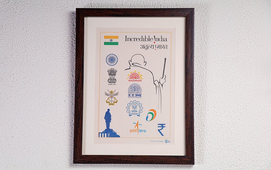 Symbols of Modern India (Colour)- Wall Frame - Wall Frames - indic inspirations