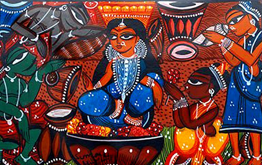 Tusu Festival | Santhal Painting | A5 Frame - paintings - indic inspirations