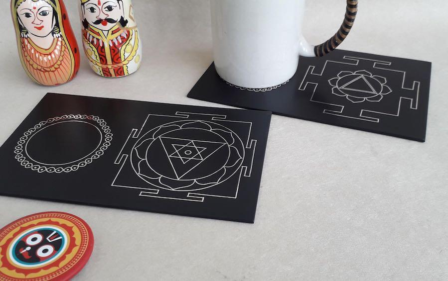 YANTRA INSPIRED COASTERS - Set of 2 - Coasters - indic inspirations