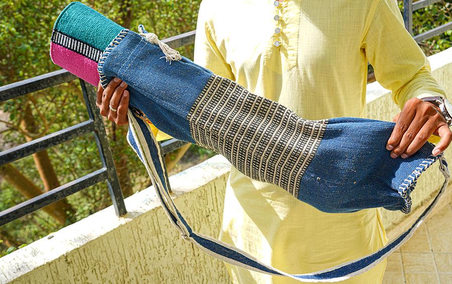 Buy Jute-Cotton Denim Blue with Pattern Indian Yoga Mat Online - Indic  Inspirations – indic inspirations